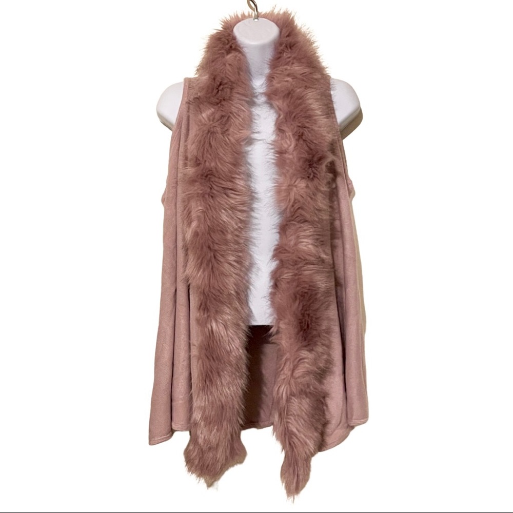 Faux Fur, Feather Boa Pink Sleeveless Vest, Sleeveless Poncho For Women